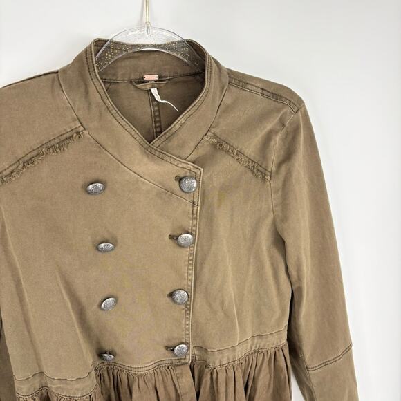Free People Military Crop Ruffle Jacket Size Small - Picture 3 of 13